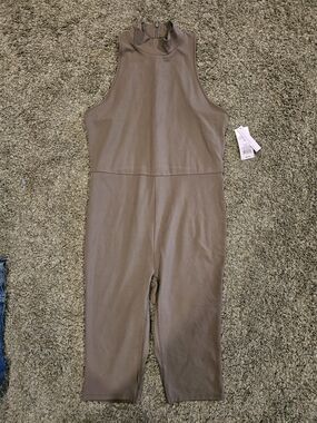 Butter Womans Sleeveless Mock-Neck Jumpsuit in Taupe
